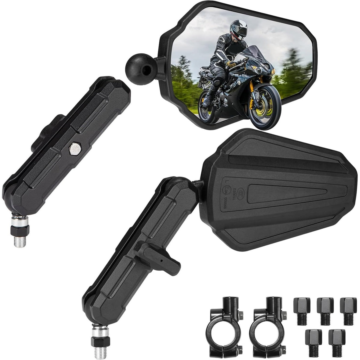 KEMIMOTO Adventure Motorcycle Mirrors For 7/8th Bars