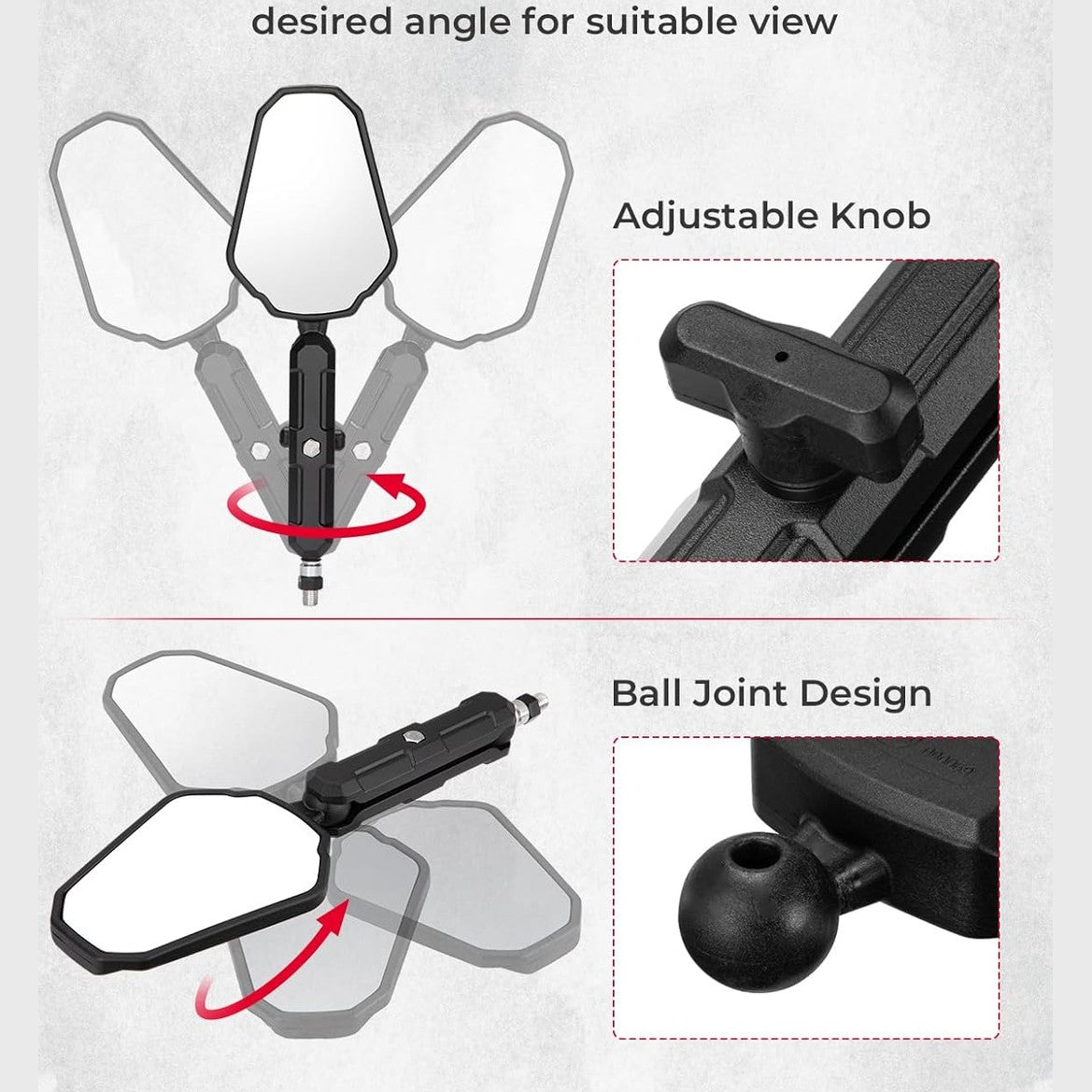 KEMIMOTO Adventure Motorcycle Mirrors For 7/8th Bars