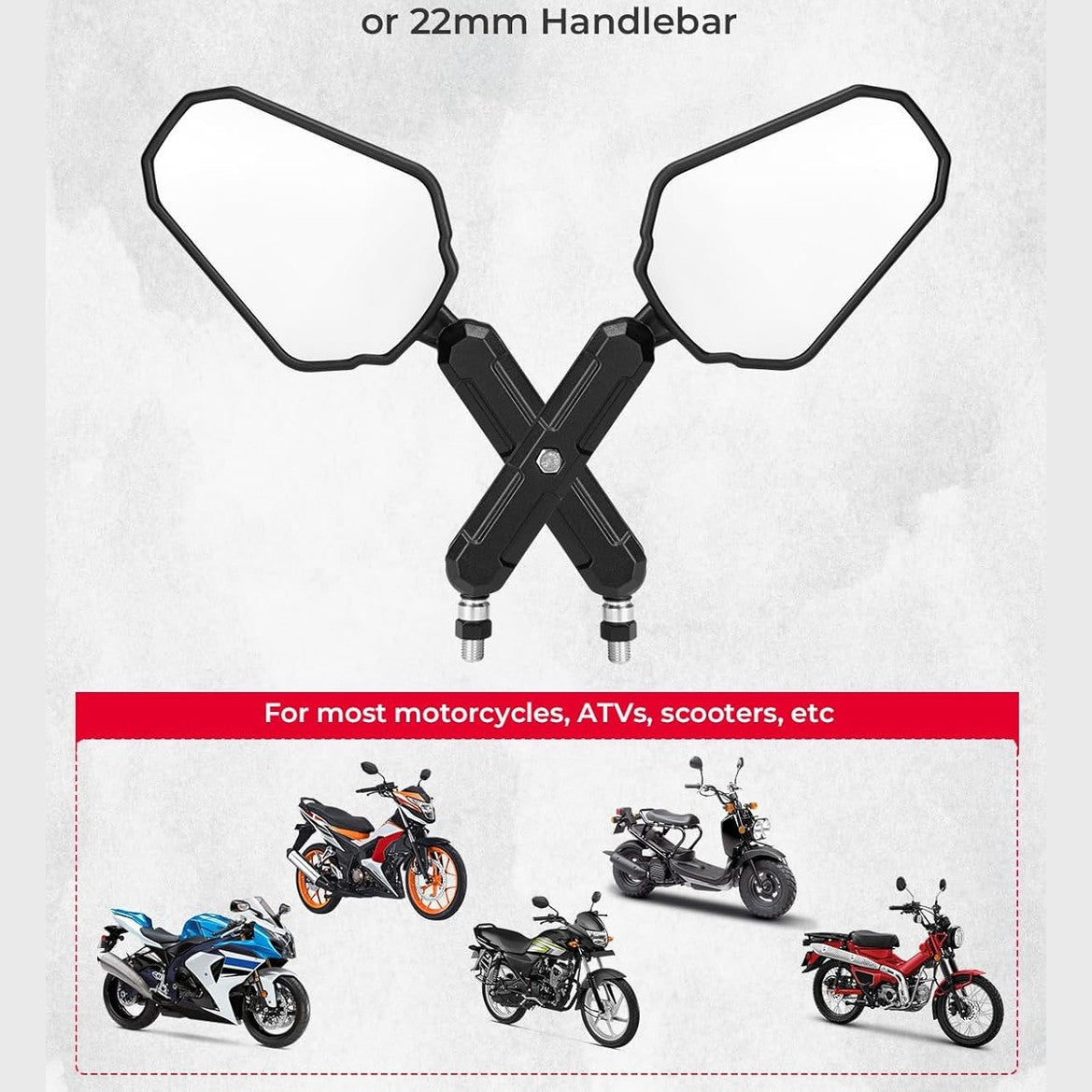 KEMIMOTO Adventure Motorcycle Mirrors For 7/8th Bars