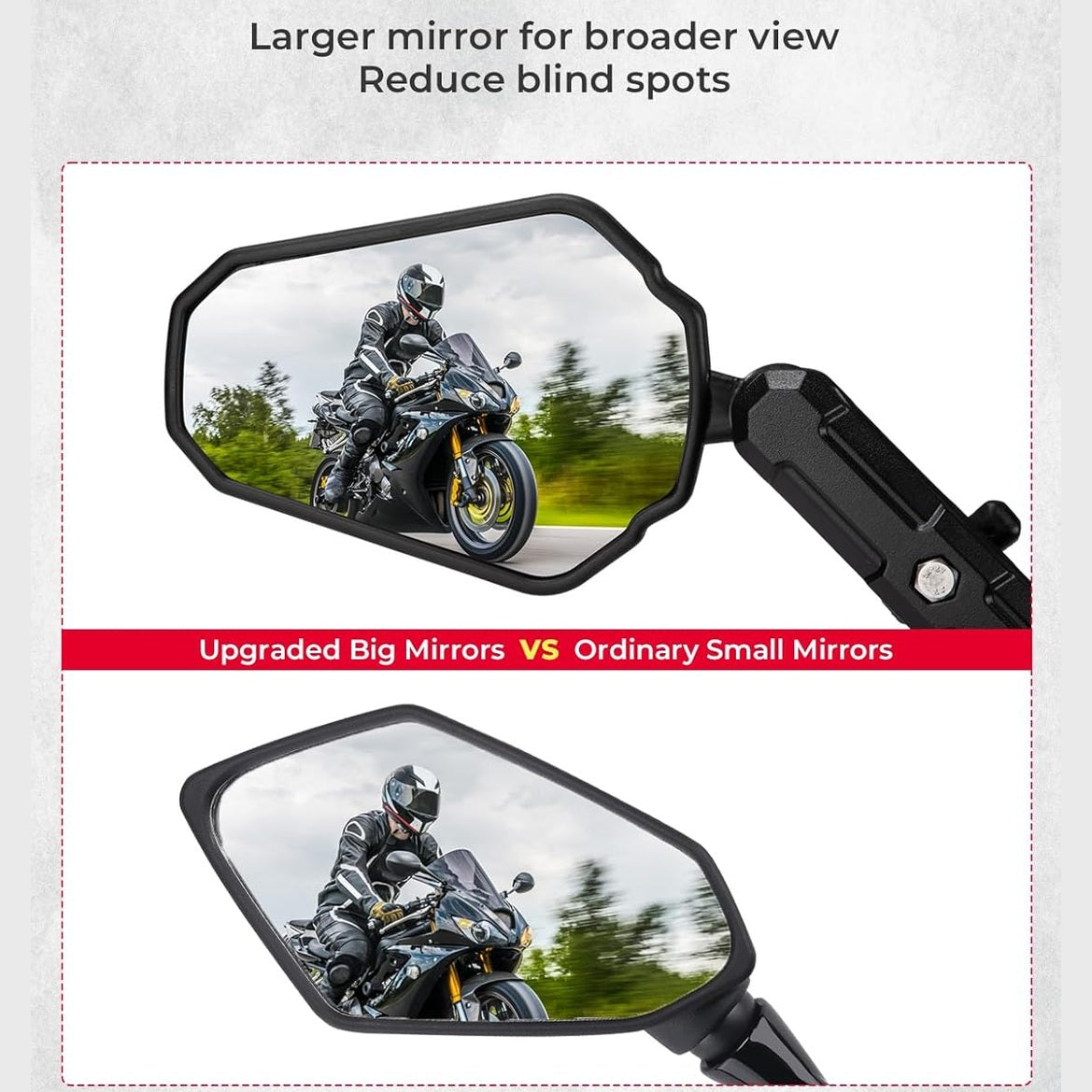 KEMIMOTO Adventure Motorcycle Mirrors For 7/8th Bars